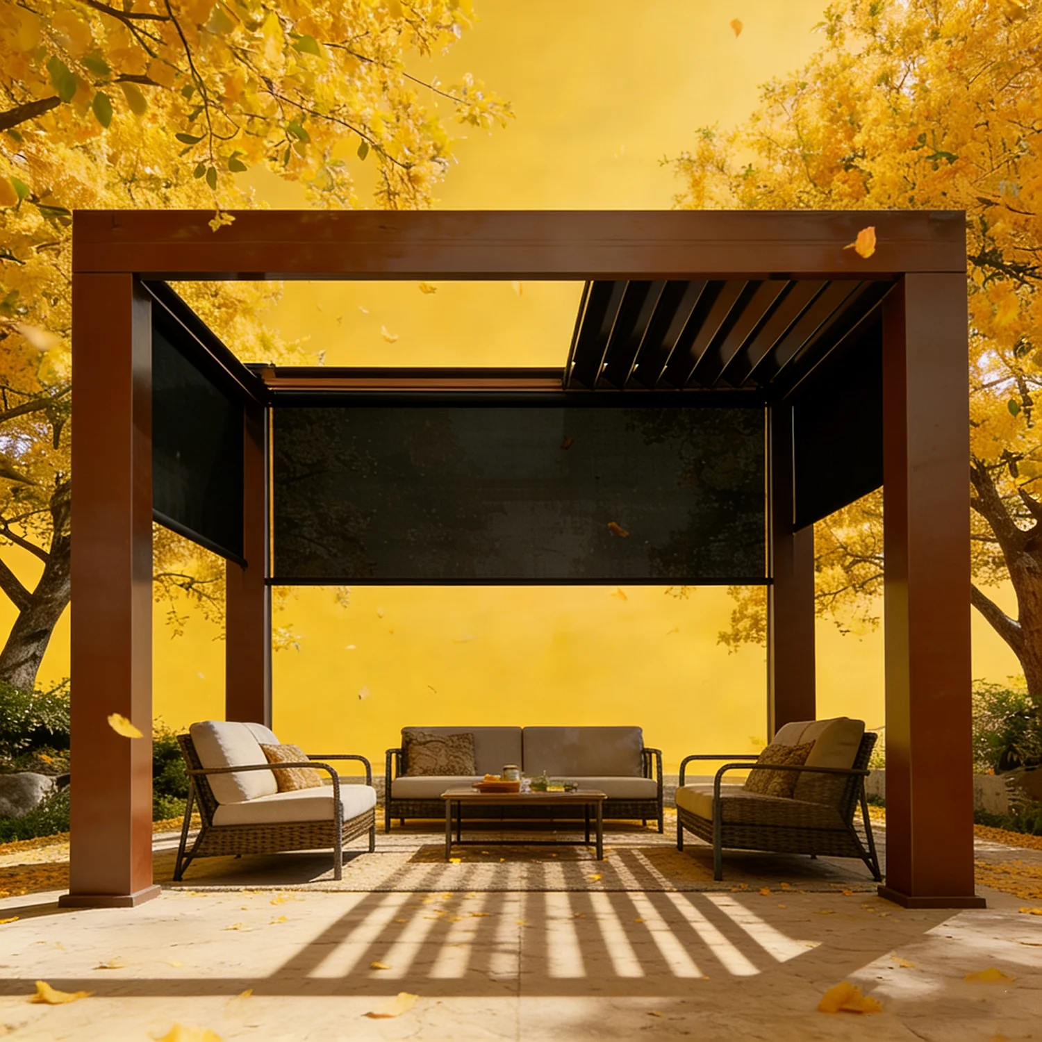 Terrace Aluminum Pergola, Bioclimatic Retractable & Revolvable System, Durable & Beautiful Outdoor Shade for Home Garden