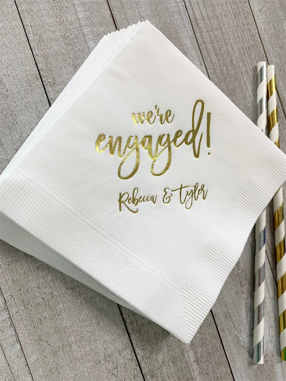 

50pcs Personalized Napkins Beverage Luncheon Dinner Size Available Wedding Napkins Custom Monogram Engagement Party We're Engag