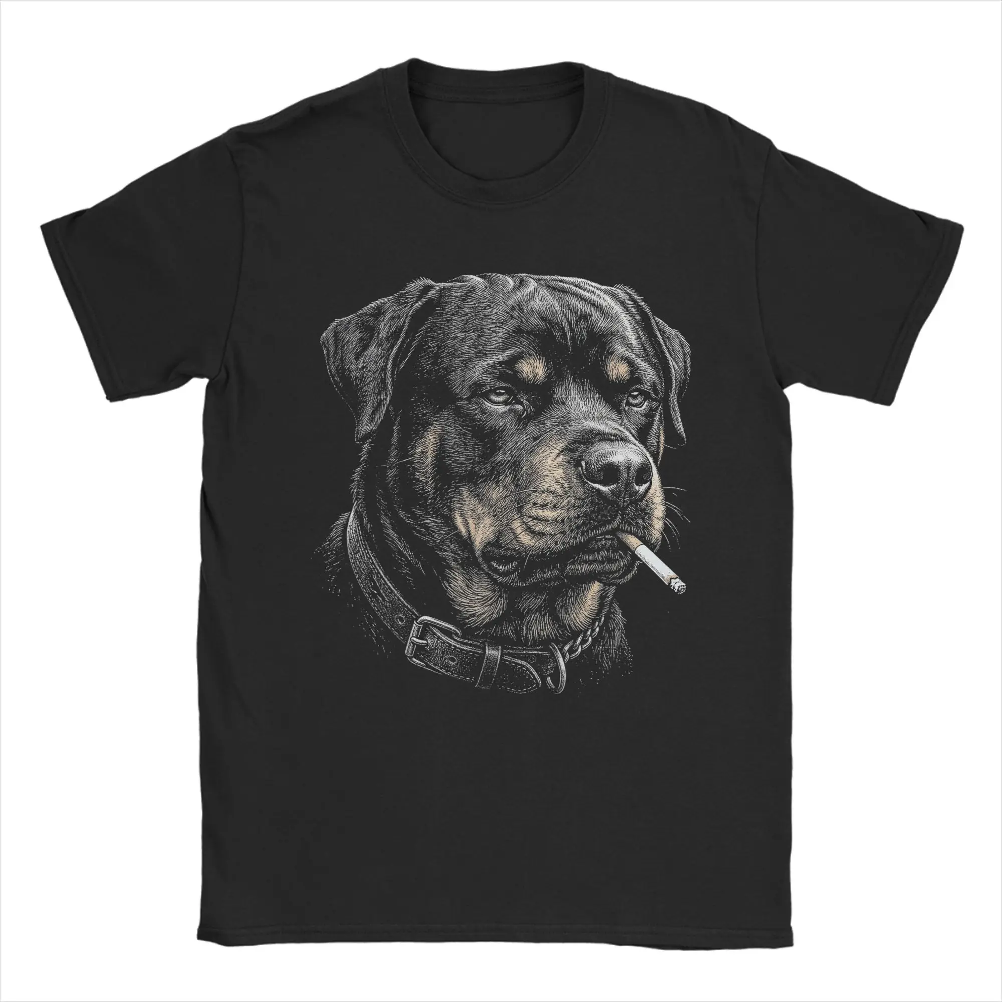 Camisetas Rottweiler Cigarrillo Fumar Vintage Meme para hombre, camisetas divertidas de algodón con cuello redondo, camiseta de manga corta, ropa de regalo