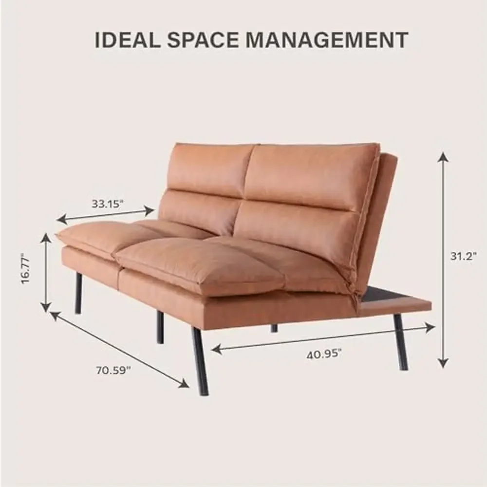 Adjustable Backrest Memory Foam Futon Sofa Bed Multi-Functional Design Space-Saving Sleeper Sturdy Metal Frame Easy Assembly