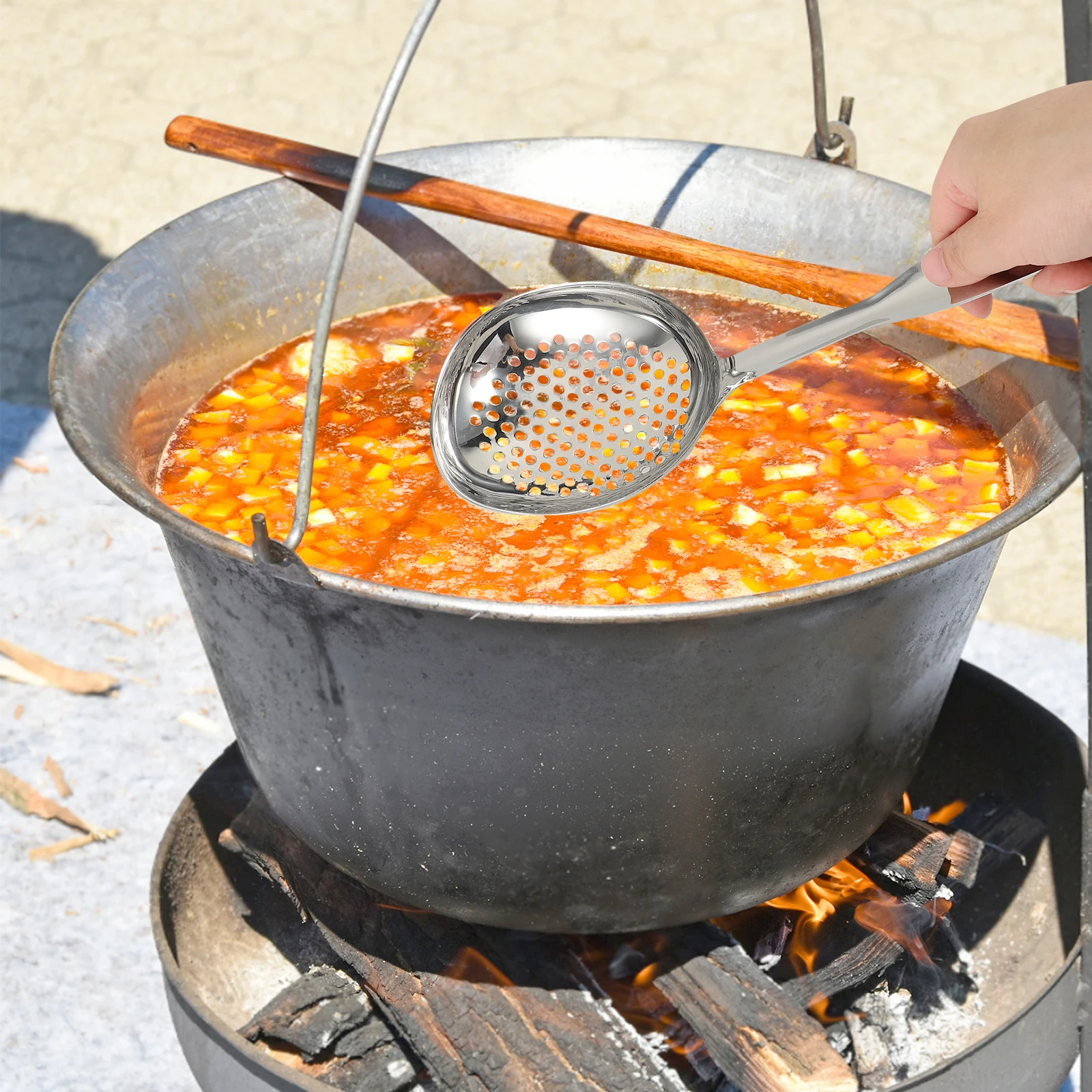 

Stainless Steel Colander Spoon Skimmer Strainer For Fried Food Kitchen Supplies Perforated Storage Handle Slotted Ladle Pasta