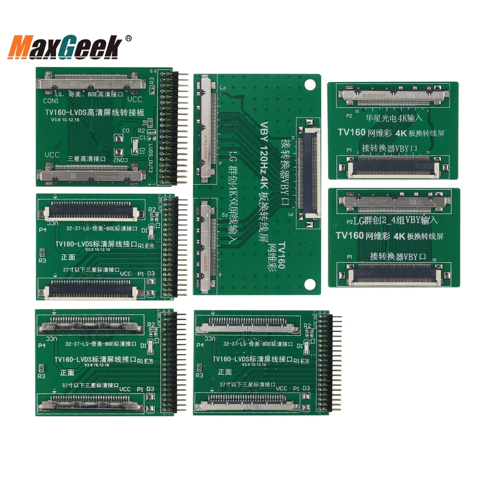 Maxgeek TV160 7th Generation Mainboard Tester Tool LCD Display Vbyone LVDS to HDMI-compatible Converter+7 Adapter Board