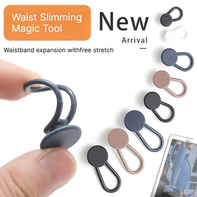A Easy-Adjust 4/12-Pack No-Sew Jean Waist Extenders - Adjustable Pants Button Expanders Unisex In Khaki/Blue/Black view 2