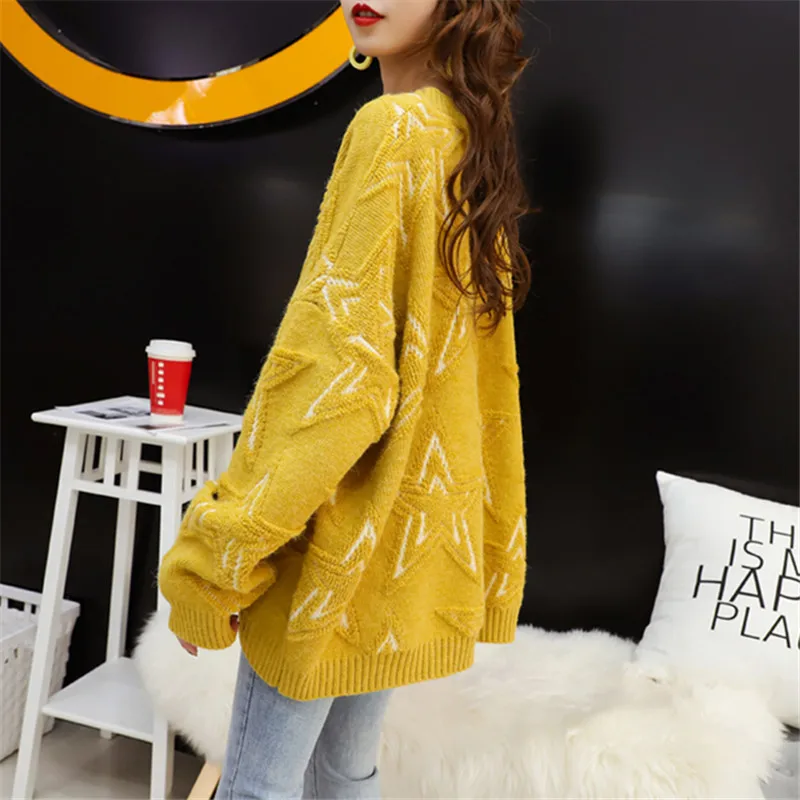 Spring Fashion Blue Beige Yellow Knitted Sweater Women Loose Short Frayed Pullover Knitwear O-Neck Long Sleeve Knit Tops Female