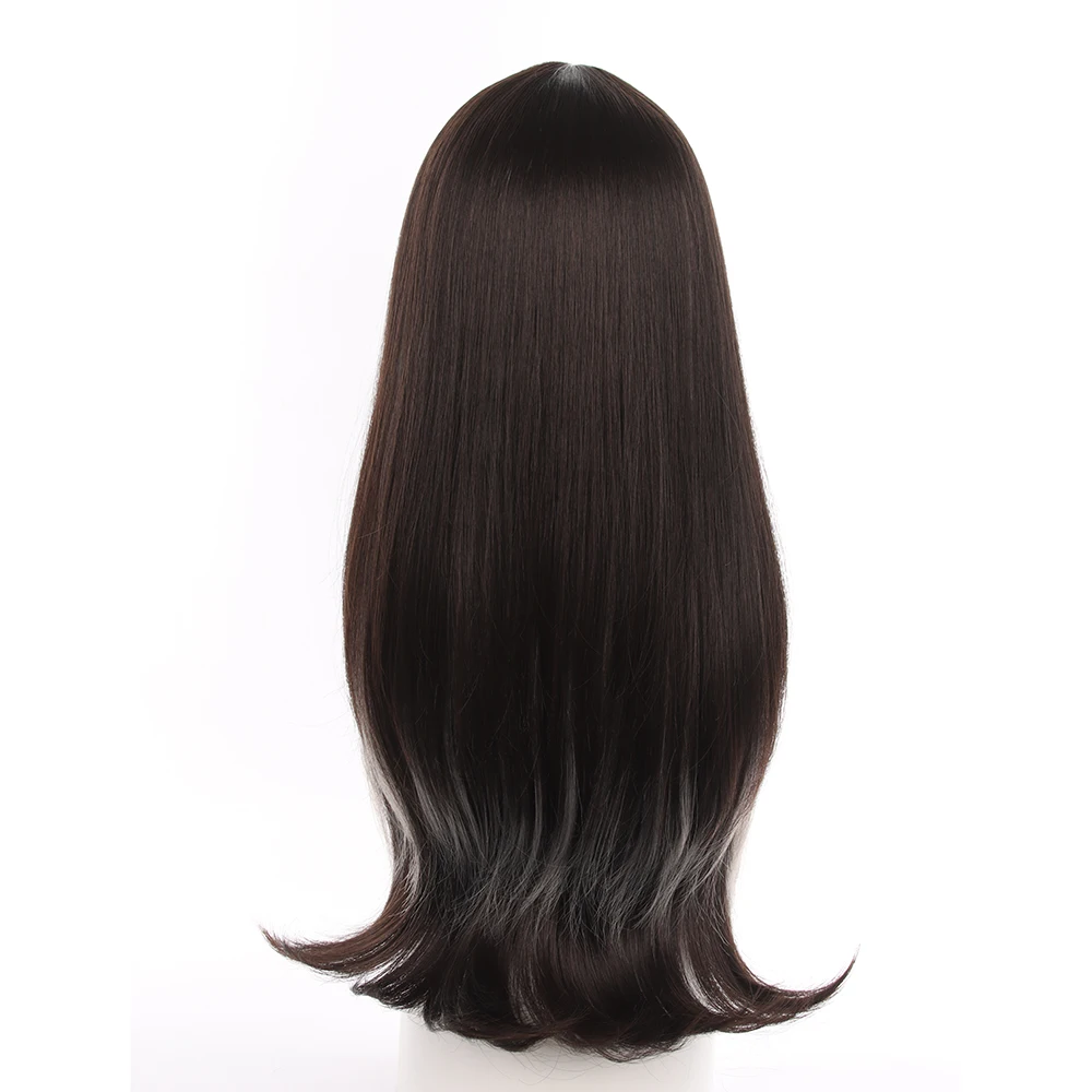 المرأة مقاومة للحرارة طويلة مستقيمة لوليتا نمط أسود أومبير رمادي شعر مستعار مع بانج الاصطناعية للاستخدام اليومي للحفلات التنكرية