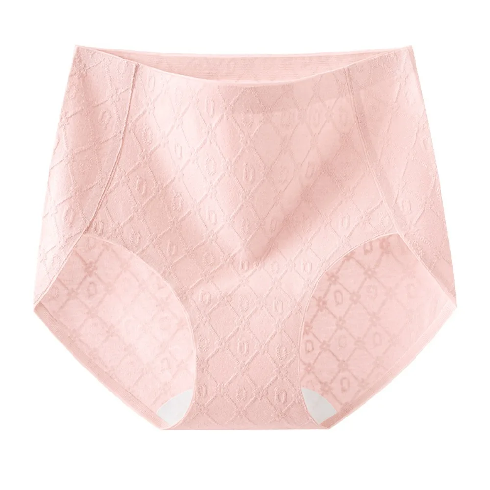 

Simple Thin Cotton Panties Seamless Solid Color High Waist Briefs Rhombus Stripe Breathable Women Underwear Girl