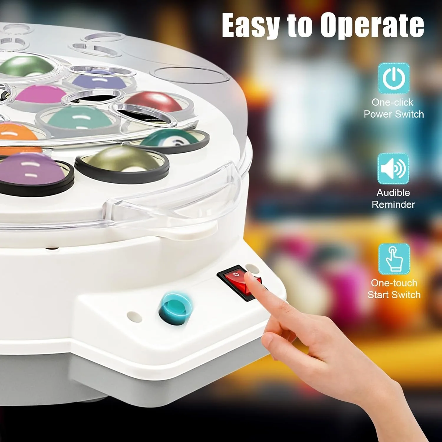 منظف كرات البلياردو المطور 110 فولت، منظف كرات كهربائي أوتوماتيكي لتلميع كرات البلياردو والسنوكر لـ 16 كرة بلياردو