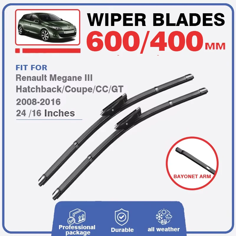 Car Front Rear Wiper Blades Set For Renault Megane III 3 Hatchback Coupe CC GT 2008-2016 Windscreen Windshield Window 24\