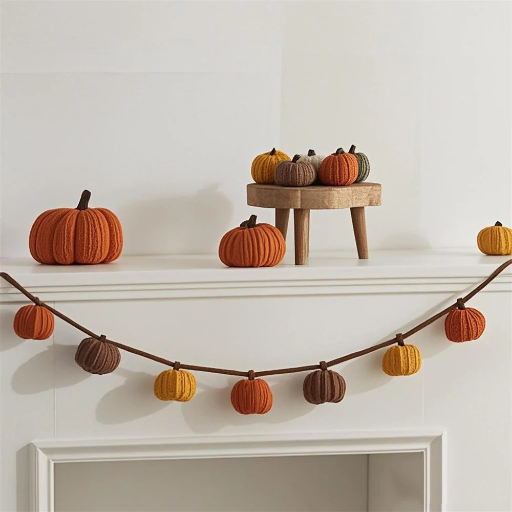 الخريف محبوك اليقطين زخرفة القماش اليقطين المنزل الحرفية هالوين حفلة عيد الشكر الطرف الديكور اليقطين صور الدعائم #1