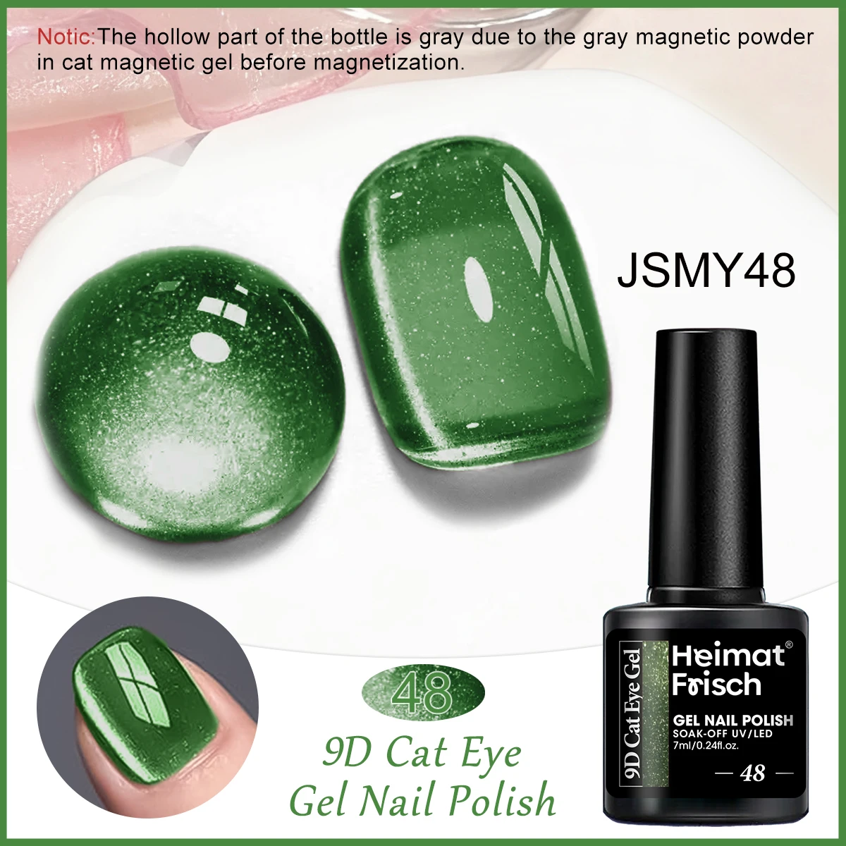 Heimat Frisch Vernis à ongles gel œil de chat monocristallin, vernis à ongles gel magnétique réfléchissant, vernis à ongles gel œil de chat amovible, Na