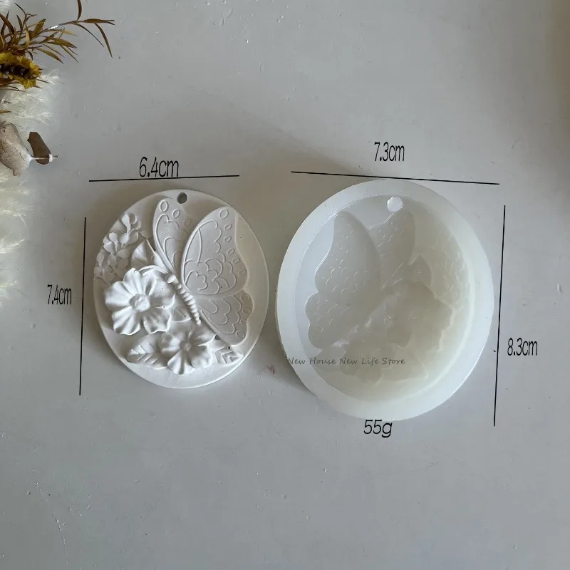 Flower Butterfly Silicone Mold DIY Pendant Aromatherapy Gypsum Resin Mould Car Gypsum Plaster Tagging Mold Wax Tablets Molds