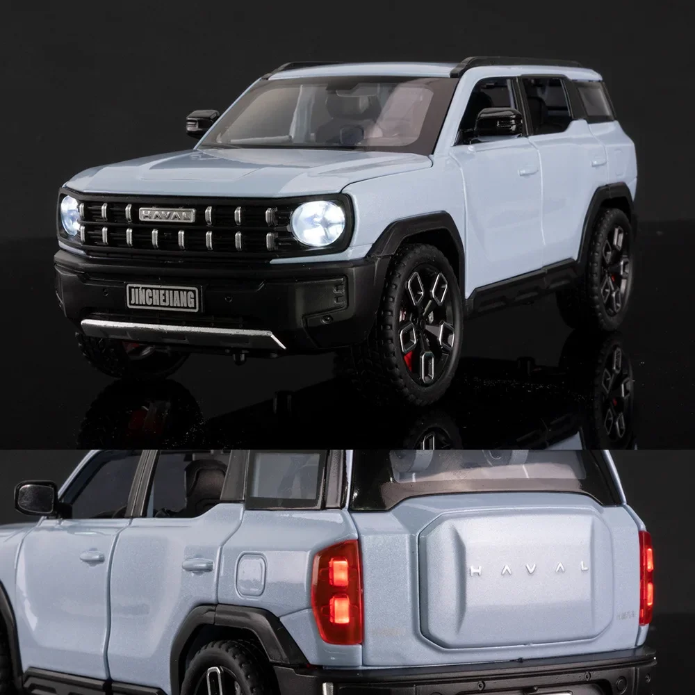1:24 Haval Cool Dog SUV Symulacja Samochodu Metalowego Model Stopowy Dźwięk Światło Napęd Pull Back Zabawka Samochodowa Prezent dla Chłopca