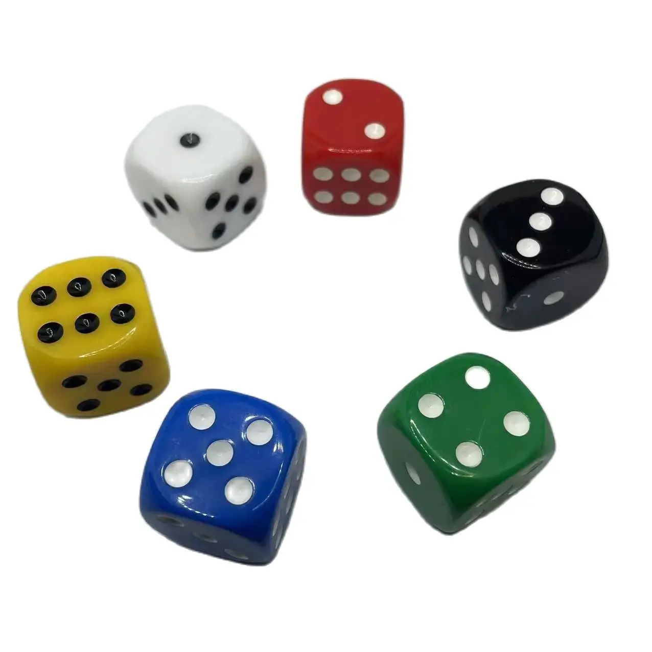6pcs/Set Acrylic 25mm Opaque Colorful Round Corner 6 Sided D6 Point Dice For Family Board Game