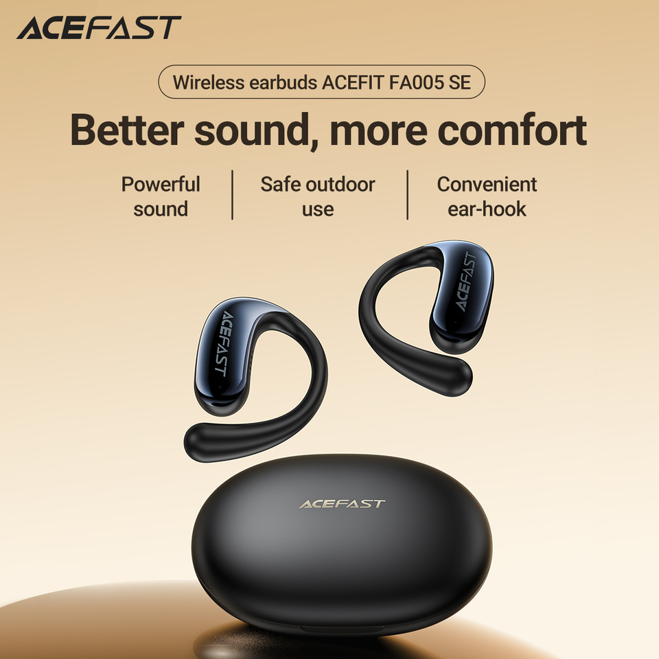  ACEFAST FA005 Open-Ear Wireless Bluetooth 5.4 Earphones ENC Call Noise Reduction Music OWS Earbuds with Ultra Thin Charging Box 