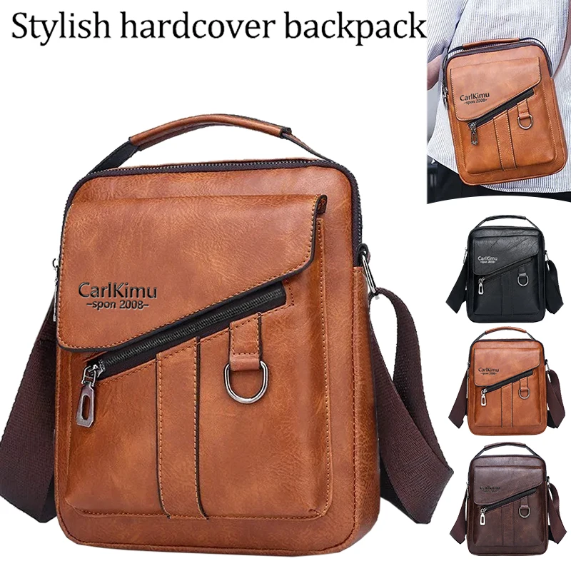 

Винтажная кожаная сумка через плечо для мужчин, многокарманная сумка на плечо с регулируемым ремнем, доступна в нескольких цветах.