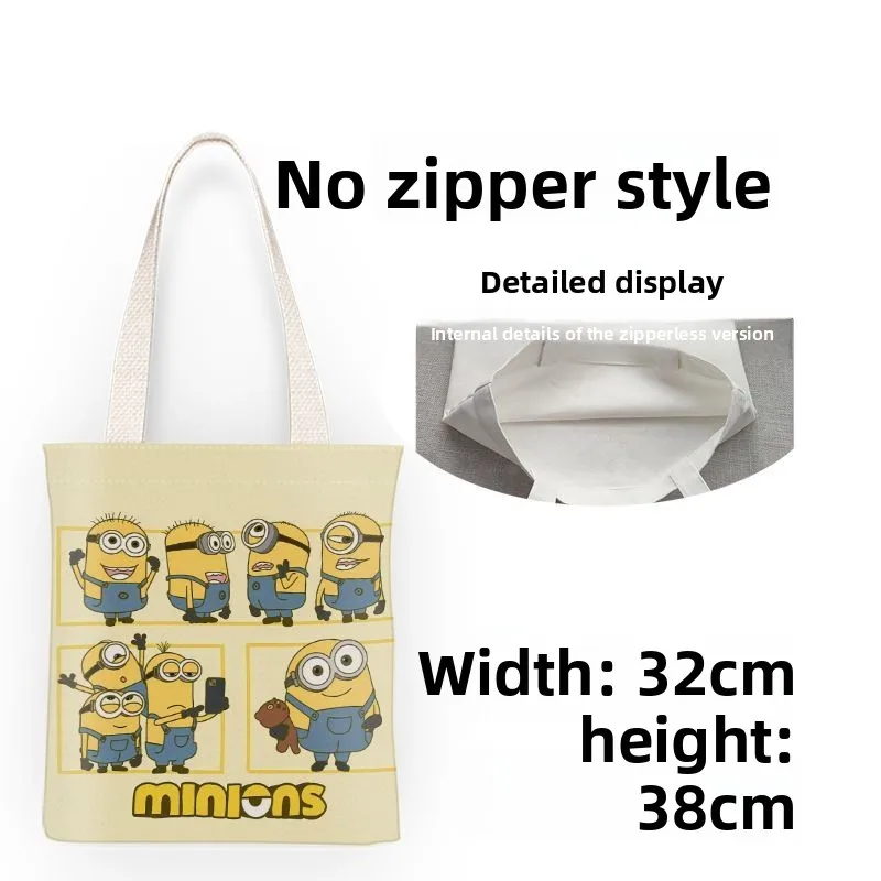 Minions movie animation cartoon cute canvas bag kawaii student tote bag home portable shopping bag shoulder bag gift wholesale - view 4