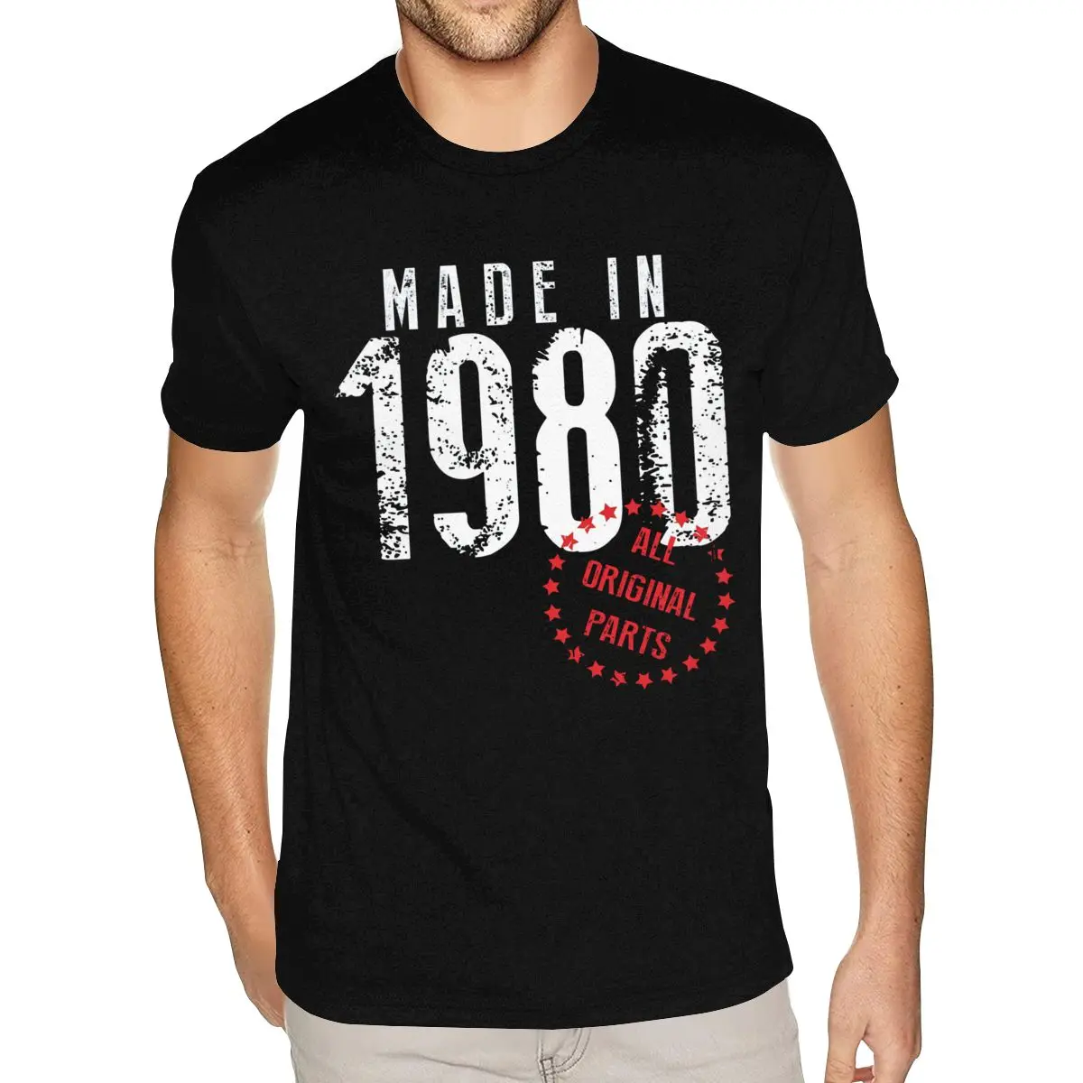 

Short Sleeves O Neck 100% Cotton Made In 1980 All Original Parts T Shirt Mens Birthday Gifts T-Shirts Best Youth S Shirt