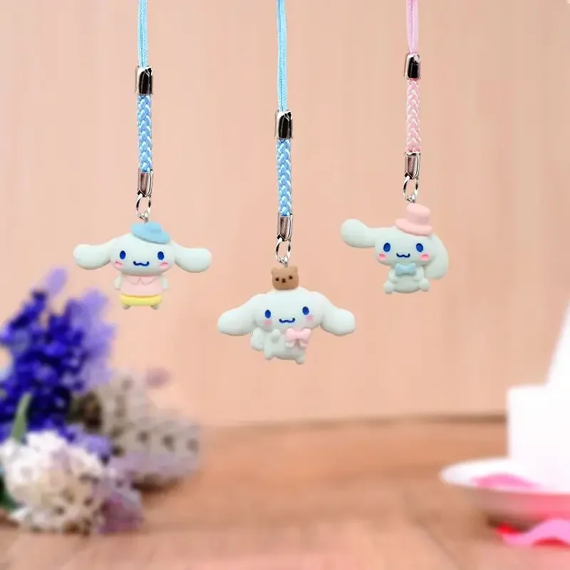 Cute Sanrio cartoon character Kuromi Hello kitty Hello kitty Cinnamoroll mobile phone lanyard Keychain Bag ornament Holiday gift view 3
