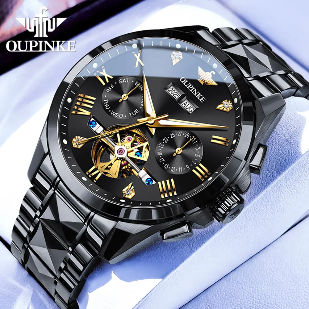 

OUPINKE 3240 High end Mechanical Watches for Men Tourbillon 44mm Large Dial Multifunctional Date Waterproof Automatic Watch Man