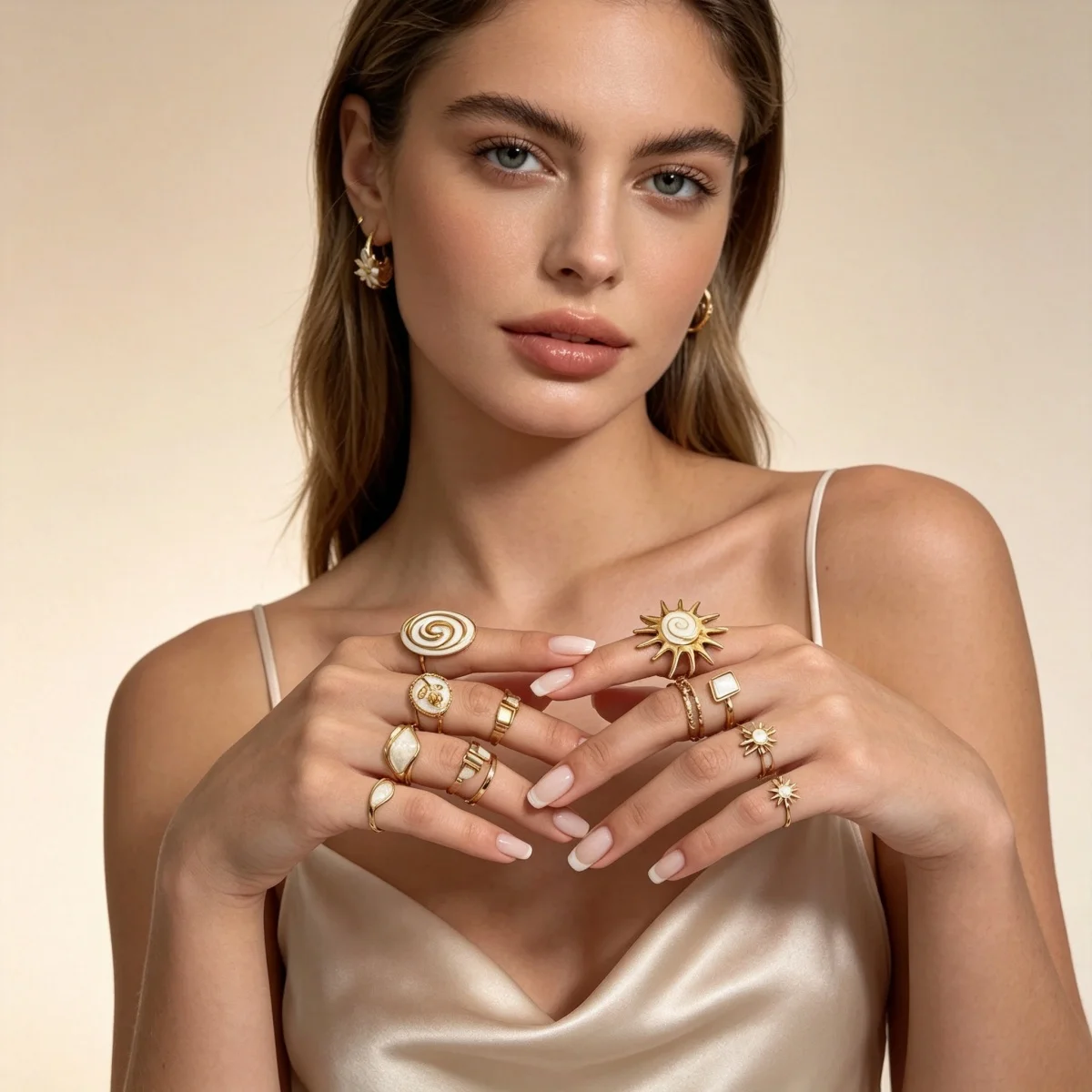 Edelstahl-Emaille-Spiral-Geometrie-Fingerringe für Damen und Herren, Vintage Französische Sonnen-Blatt-Blumen-Ringe, Modeschmuck für Partys. – Detail 9