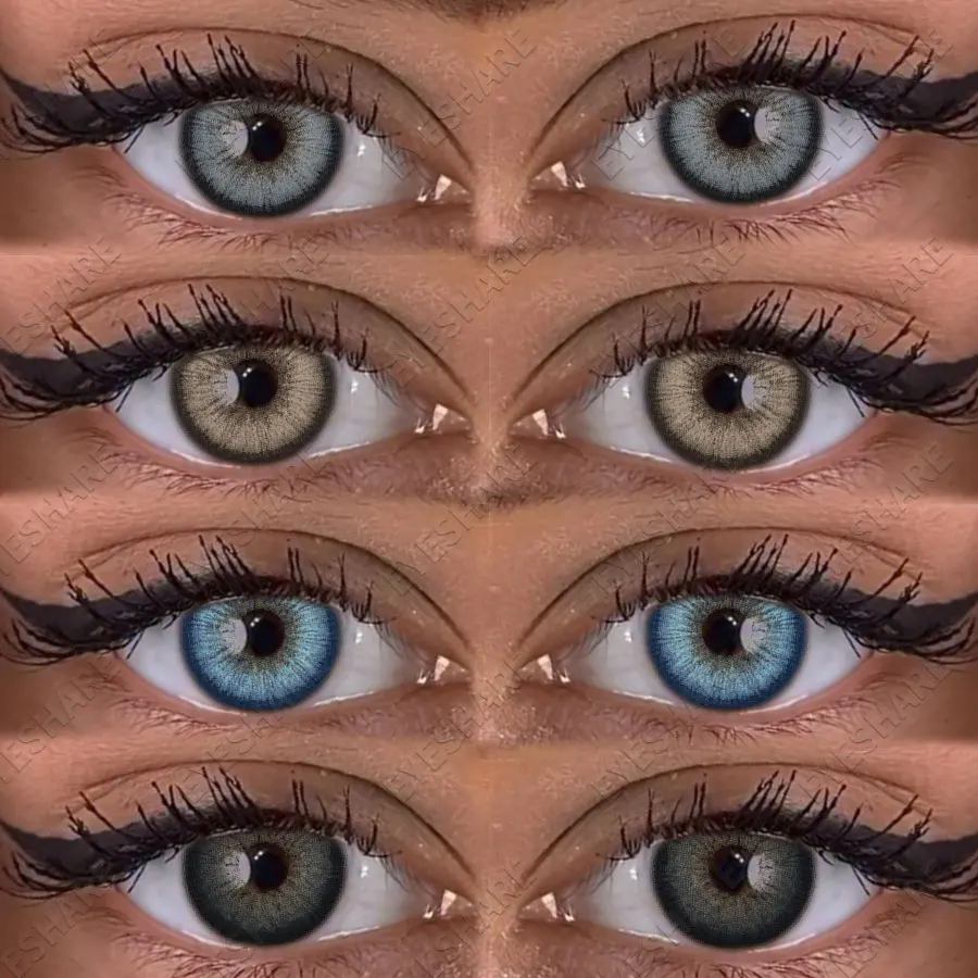 EYESHARE 2 Stück natürliche Farbkontaktlinsen für Augen, blaue Linsen, graue Pupillen, braune Linsen, jährliches Kosmetik-Make-up, grüne Kontakte
