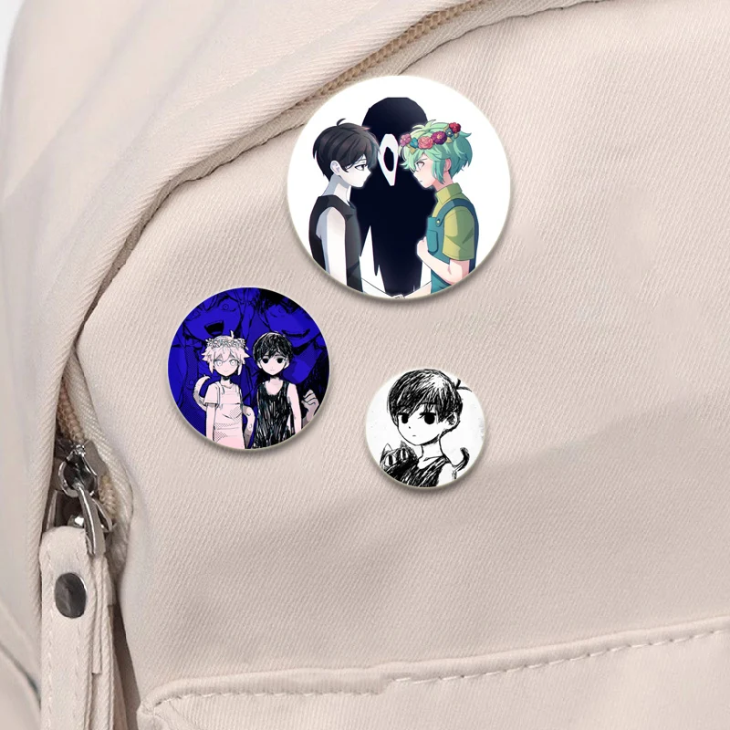 32/44/58mm Anime RPG Omori Round Pins Cartoon Badges Cosplay HD Print Handmade Brooches for Backpack Clothes Chest Ornament Gift