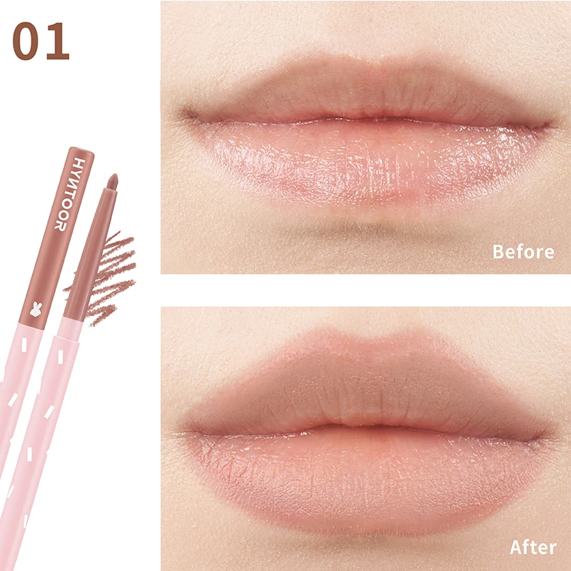 Lápiz delineador de labios Hyntoor, lápiz labial profesional resistente al agua con barro mate, taza antiadherente, corrector de lápiz labial gótico desnudo
