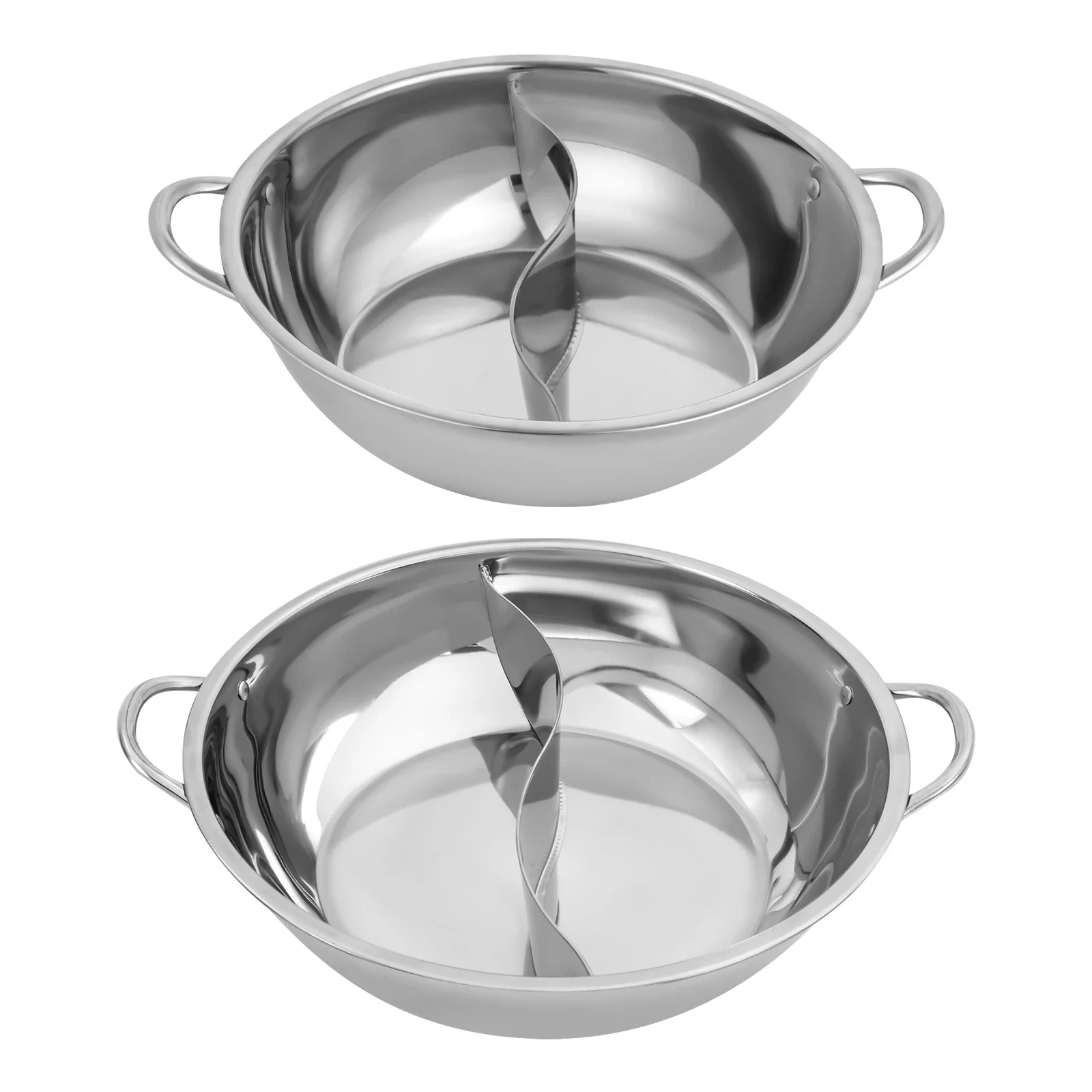 Household and Commercial 304 Stainless Steel Dual Flavor Hot Pot,Clear Soup Two-Taste Partition Pot,Gift-Special Hot Pot Basin