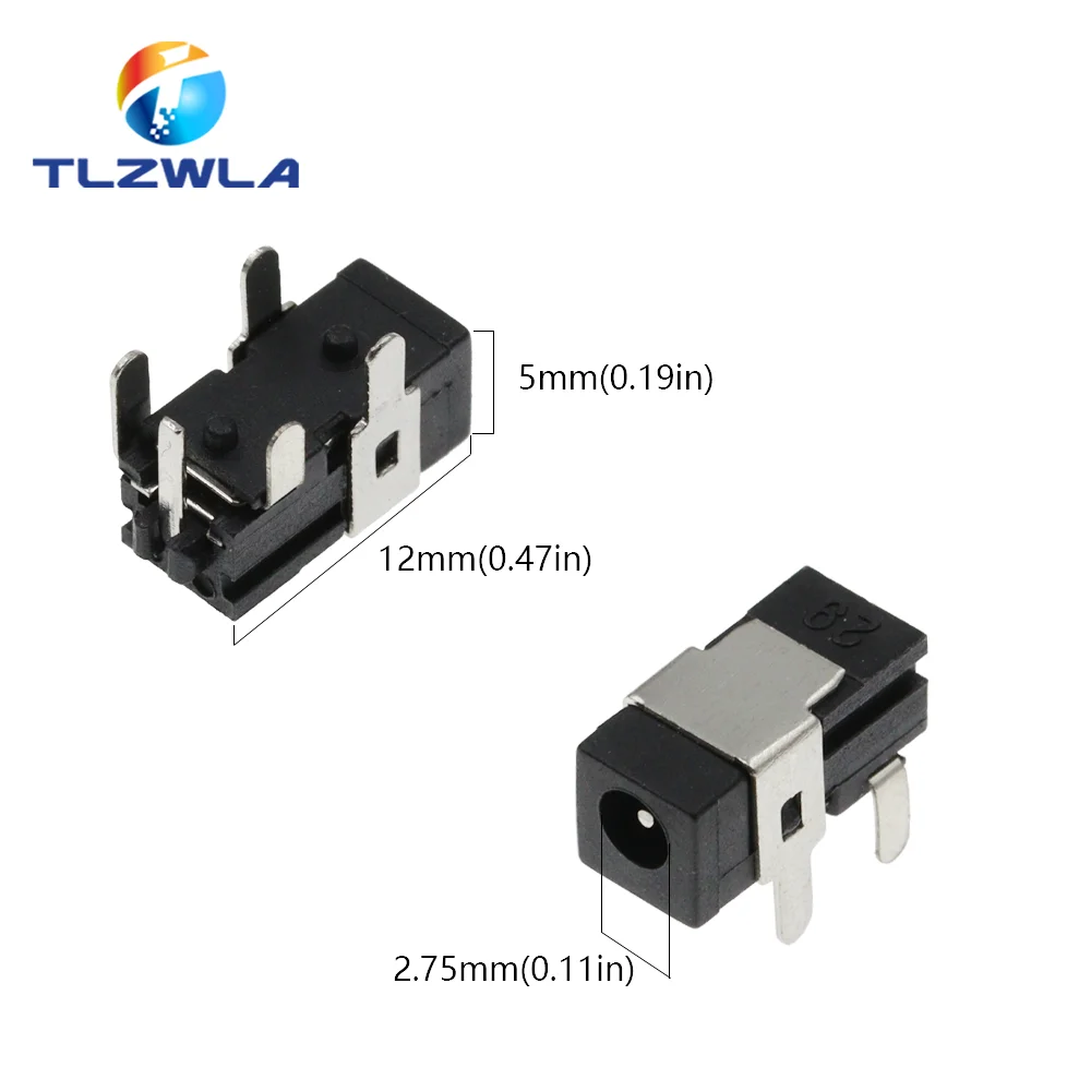 10PCS High Quality DC Power Socket Jack DC-011 Pin=0.7 Needle Size Adaptation 2.5mm*0.7mm Power Female Plug 2.5x0.7MM