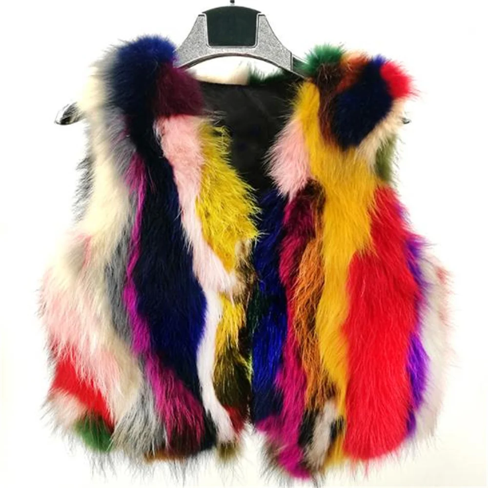 

Colorful Leather fur vest new fox fur coat waistcoat New Thickened Waistcoat Fur Vest Coat