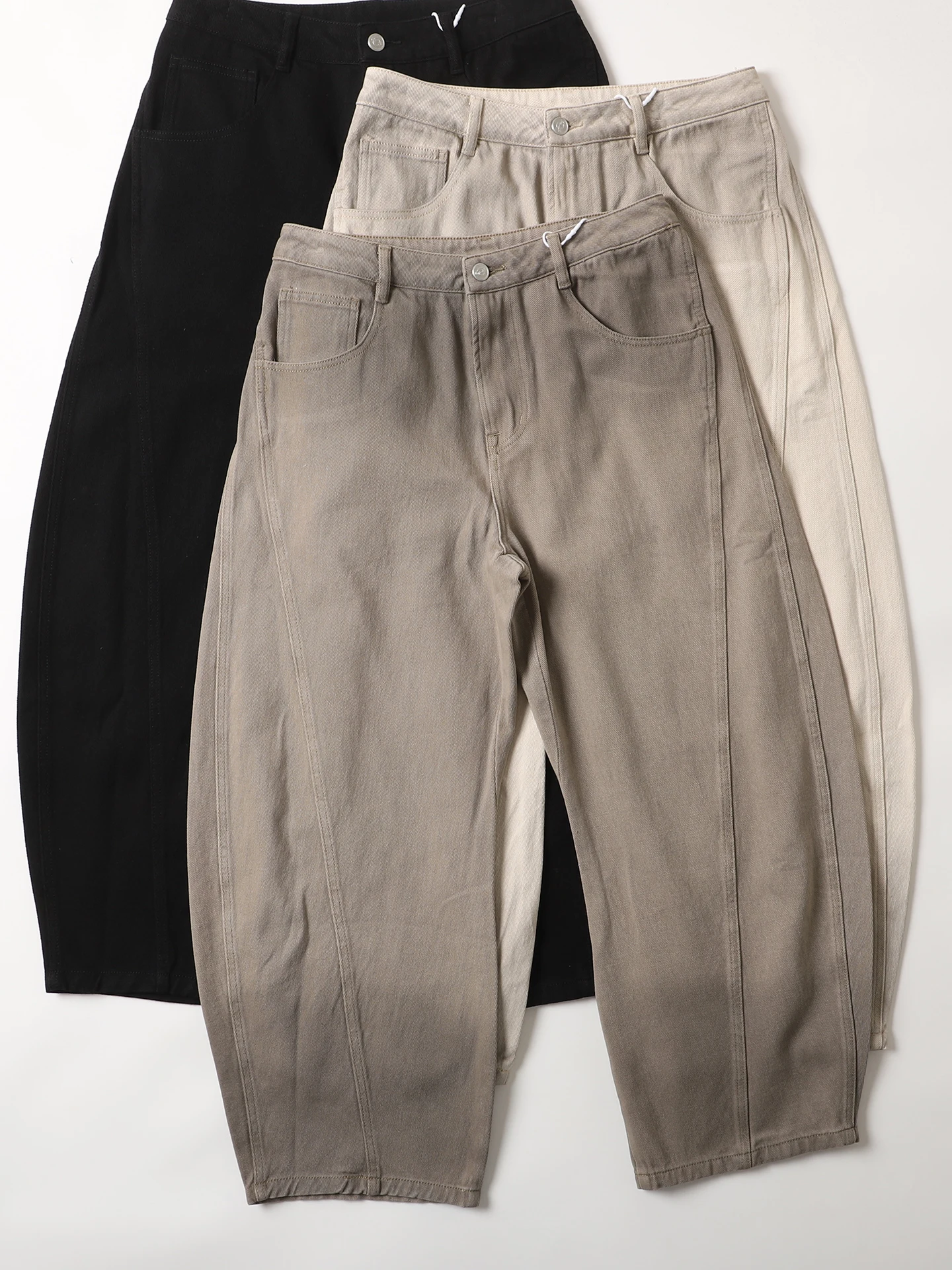 

Retro Distred adient Loose Wide Leg Knife Pants Men's Street Old Dad Casual Long Pants Cotton Youth Non-Stretch