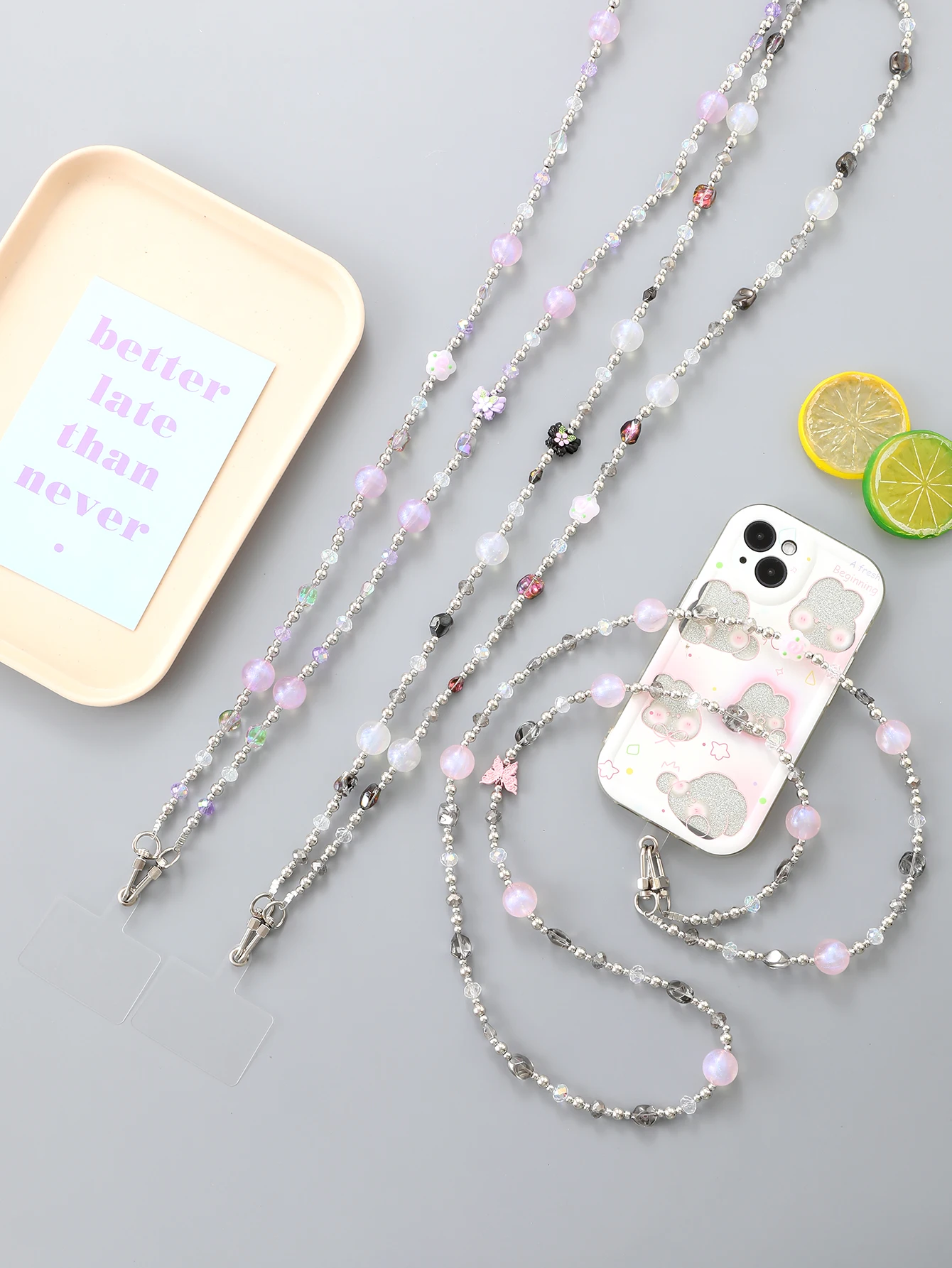 

Корейская бусина в форме Ins может заменить цепочку через плечо, подвесная цепочка для телефона с защитой от потерь и прозрачной карточкой