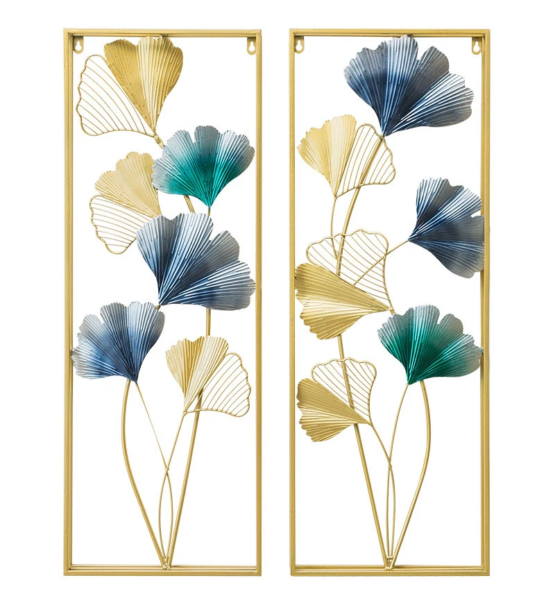 

New Chinese Iron Ginkgo Leaf Decoration Home Soft Living Room Sofa TV Background Wall Porch Decoration