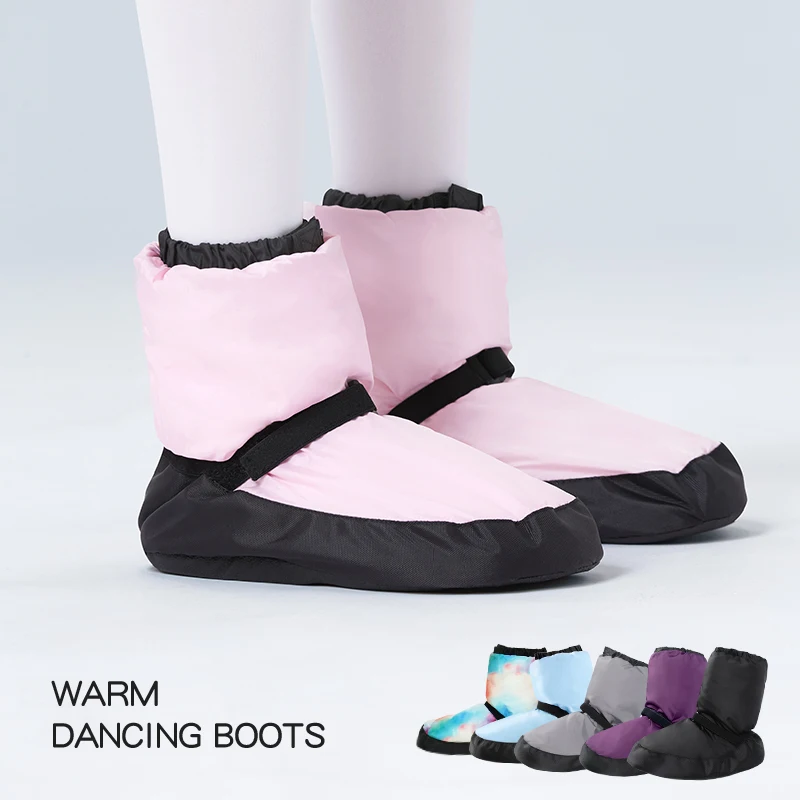 Chaussures de Ballet en peluche d'hiver pour femmes, bottes de danse doublées en polaire pour adultes et enfants, chaussons d'échauffement en coton pour la pratique du Ballet