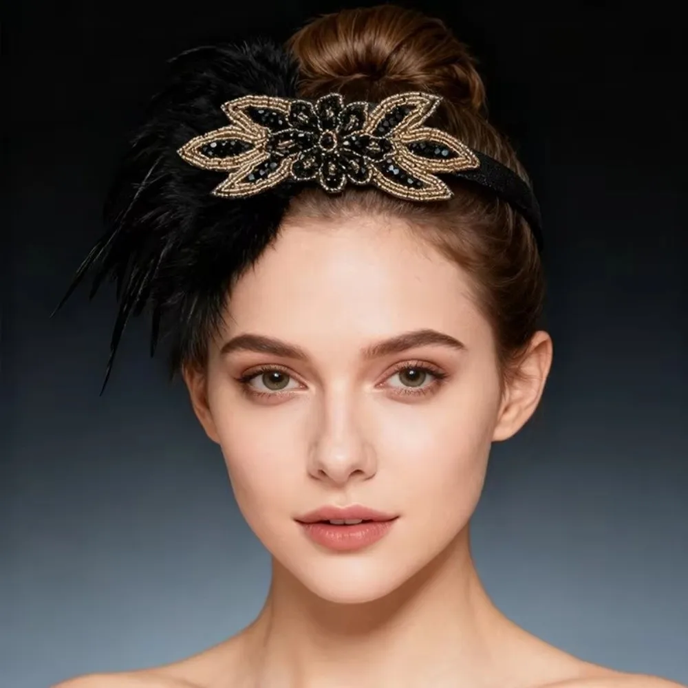 1920s Style Feather Headpiece Brazilian Carnival Stage Performance Showgirl Headband Colorful Decorative Hair Accessories