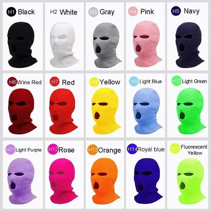 1PC Winter Knit Cap Warm Soft 3 Holes Full Face Ski Hat Hood Motorcycle Helmet Army Tactical Hat Fashion Women Men