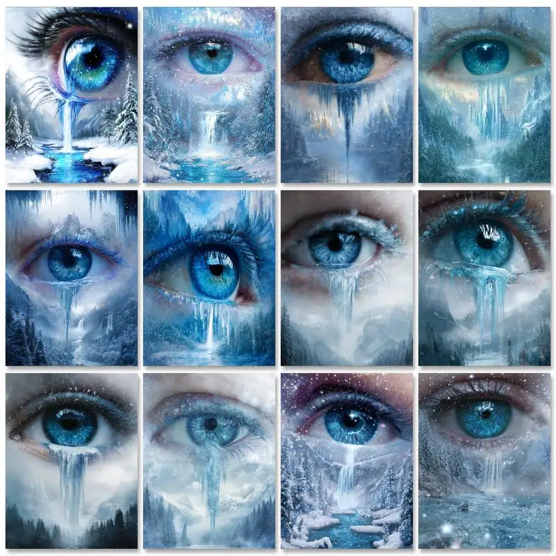 

GATYZTORY Pictures By Numbers Landscape Paint Kit With Frame For Adults Blue Eyes Drawing Set For Living Room Unique Gift