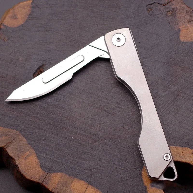 

Portable Outdoor EDC Titanium Alloy Mini Scalpel Cutting Paper Sharp Folding Knife Utility Knife Open Express Knife