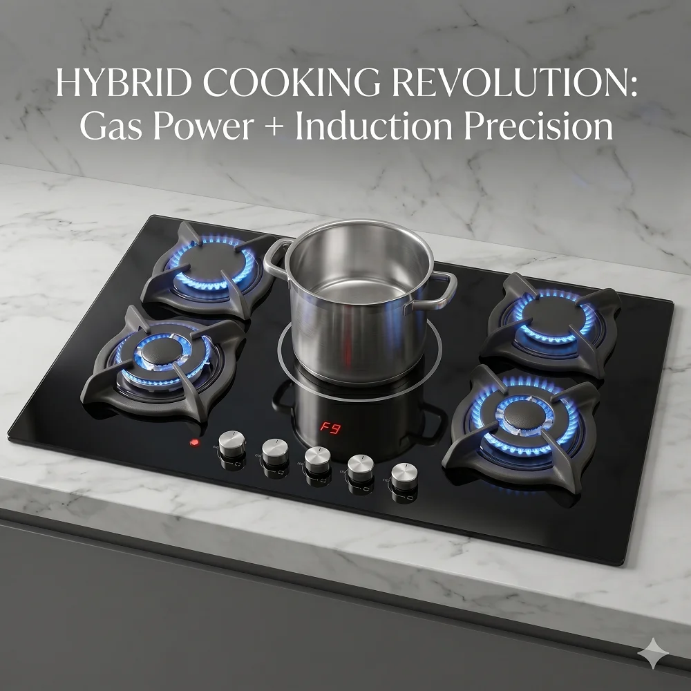 Kitchen Appliance Tempered Glass Gas Stove Built in Gas Cooktops 4 Gas&1 Electric Burners Build-In Hob
