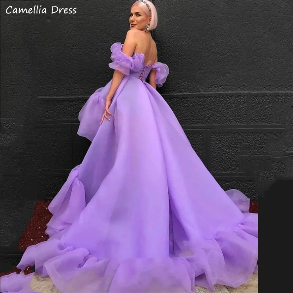 

Princess Purple Off The Shoulder Prom Dresses Gorgeous Ball Gown Prom Evening Dresses Plus Size Robes De Soirée فستان سهرة