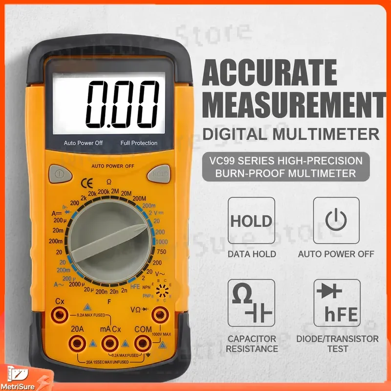 Digital Multimeter Capacitance Meter Auto Range LCR Tester for Electrician with Backlit LCD Display Voltage