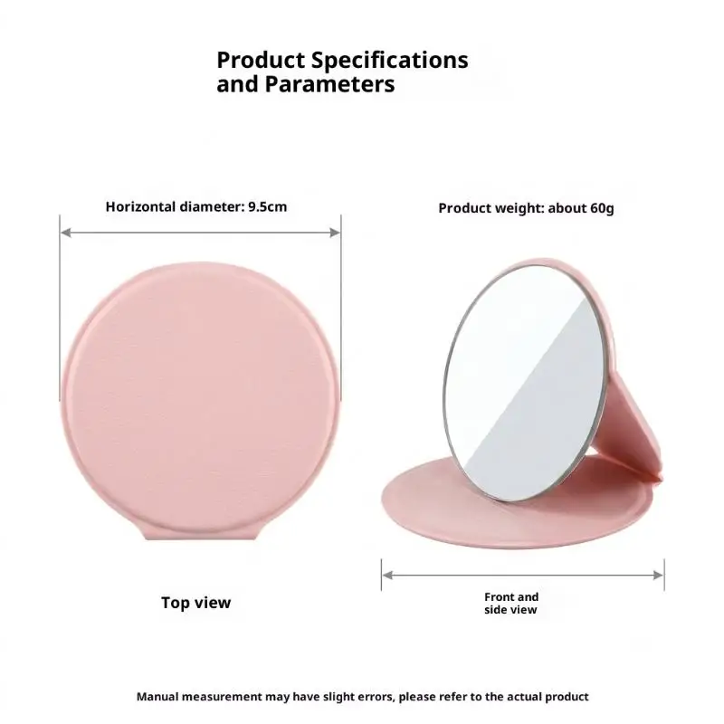 Travel Essentials Makeup Mirror Ultra-thin 0.7cm Folding Cosmetic Mirror PU Leather Cover Portable Pocket Mirror For Handbag