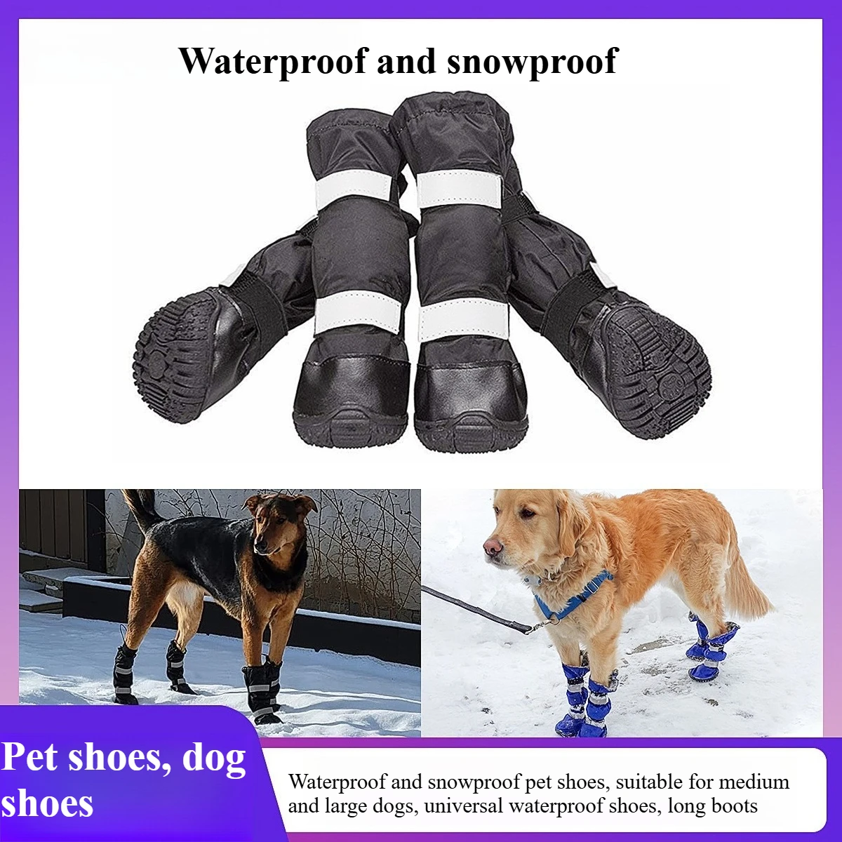 

Pet Shoes Dog Shoes Waterproof Snowproof Medium Large Dog Outdoor Winter Long Boots Warm dog supplies