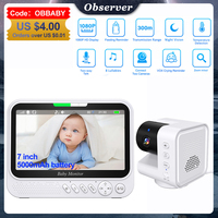 NEW 7 Inch Video Baby Monitor 1080P LCD Display Wireless 8 Lullabies Night Vision 4x Zoom No WiFi 5000mAh Battery Audio Camera