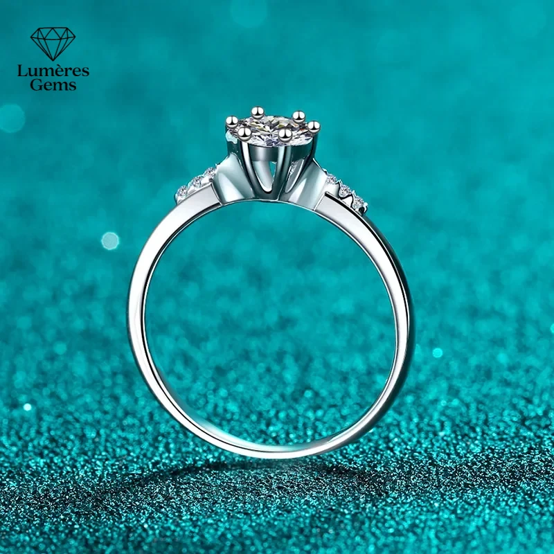 

Luxury Rings 0.24Ct Moissanite 18K White Gold Platinum PT950 Engagement Ring For Women Wedding Fine Elegant Jewelry