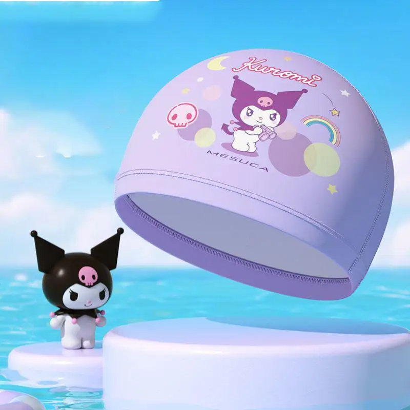 

Sanrio Kuromi Swimming Cap Children Summer Swim Waterproof High Elasticity Pu Head Cover Cartoon Anime Kawaii New Style Hat Hot