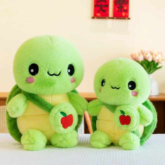 ตุ๊กตาเต่าแอปเปิ้ลน่ารักขนาด 23 ซม. ของเล่นตุ๊กตาเต่าการ์ตูนแบบสะพายหลัง ของขวัญวันเกิดสำหรับแฟนสาว