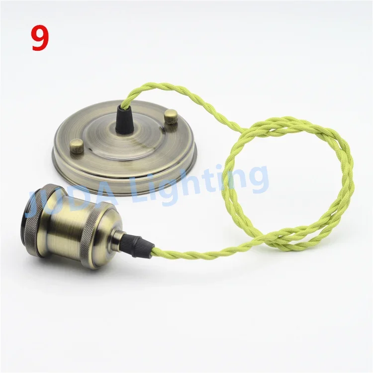 Vintage ceiling rose canopy with E27 socket base braided twisted cable wire E26 ceramic holder for led chandelier pendant lights