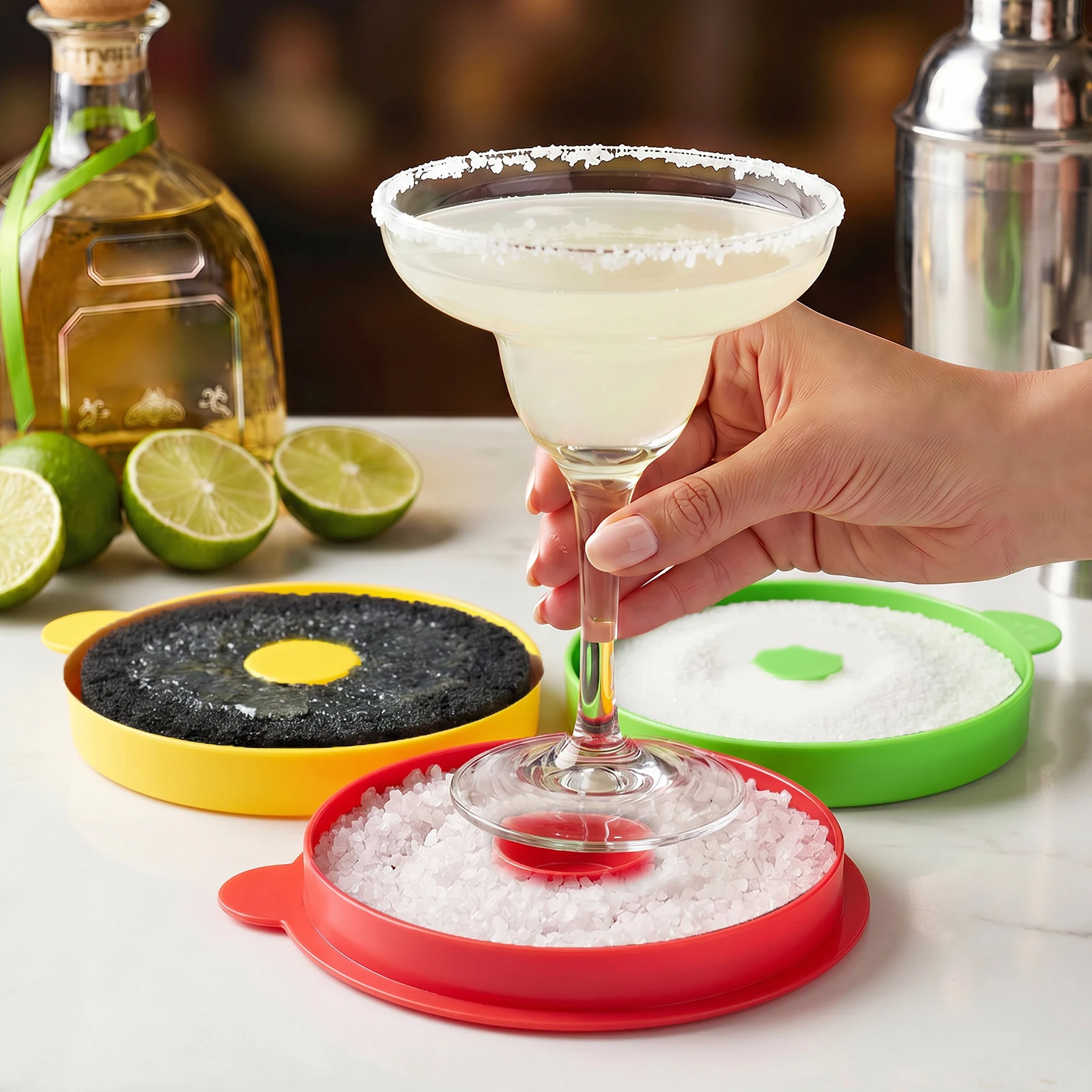 6-teiliges 3-stufiges Salzstreuer-Set für Margaritas und Cocktails, tragbares Salz- und Zuckerstreuer-Set, Gewürzbehälter, Barzubehör