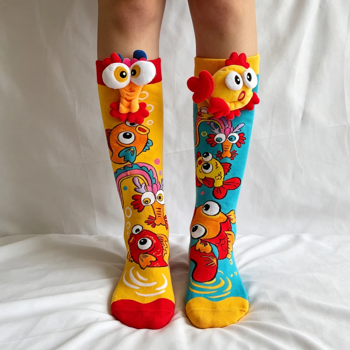 1 Pair Cute 3D Animal Pattern Calf Socks, Unisex Boys Girls Big Kids Socks, Soft Stretchy Cartoon Socks Kids Daily Outdoor Wear